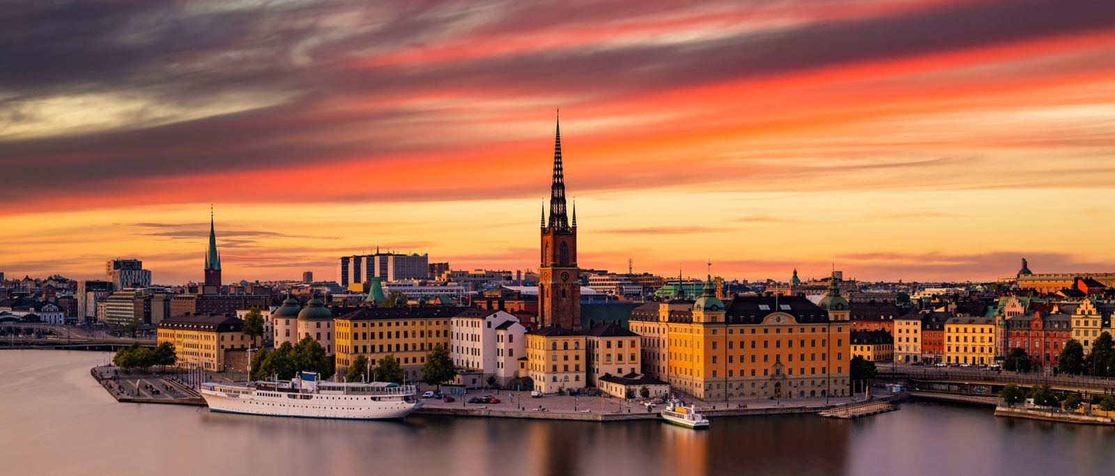 view over Stockholm with sunset sky